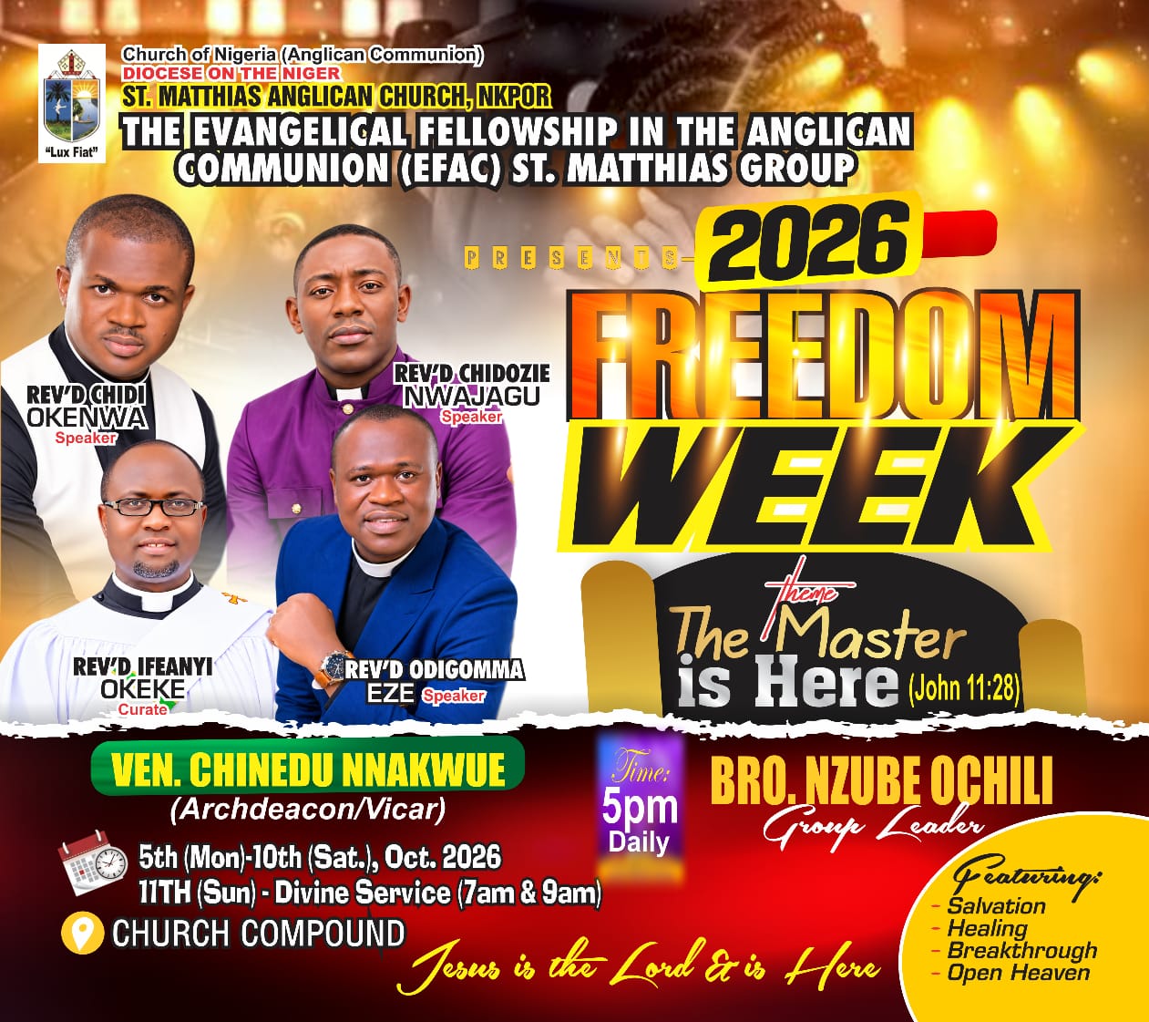 The Evangelical Fellowship in the Anglican Communion (EFAC) St. Matthias Group presents 2026 Freedom Week.